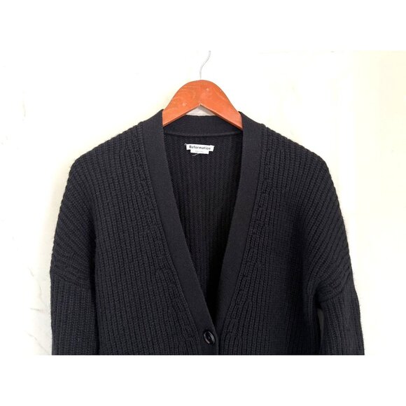 Reformation 100% Yak Wool Black Knit Button-Front Cardigan Sweater S - Picture 3 of 9